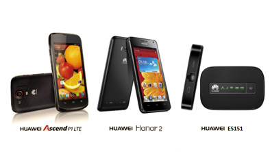 華為2013頭炮矚目登場,極速4G智能手機HUAWEI Ascend P1 LTE、高效四核智能手機HUAWEI Honor 2、支援Ethernet 及3G流動寬頻 HUAWEI E5151