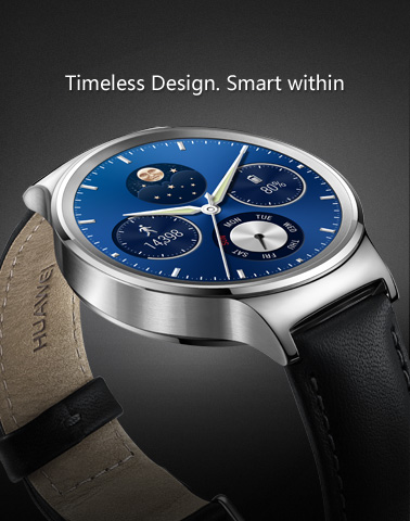 huawei stainless steel with leather strap smartwatch